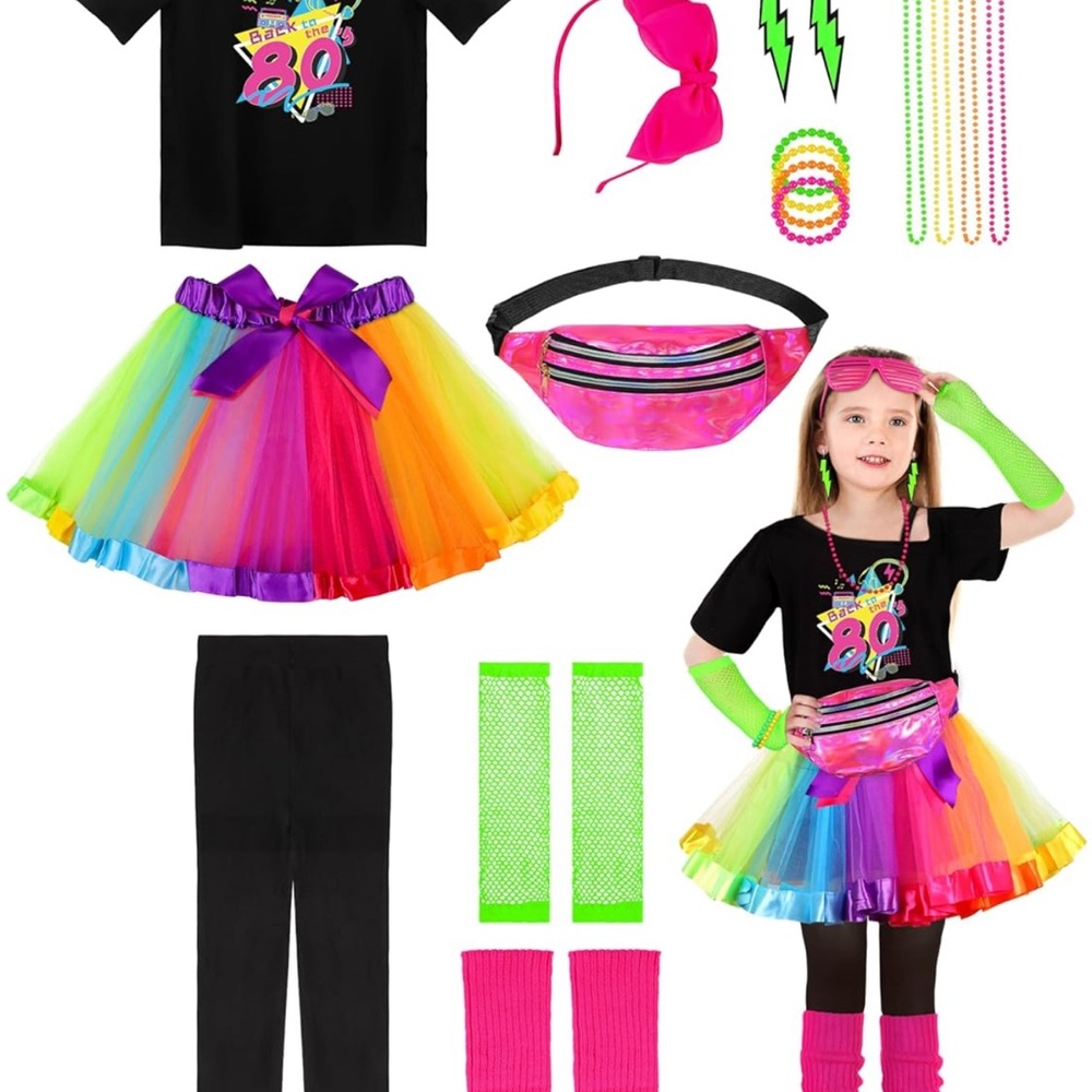 Kids Unisex 80s 18 Piece Costume Set XL